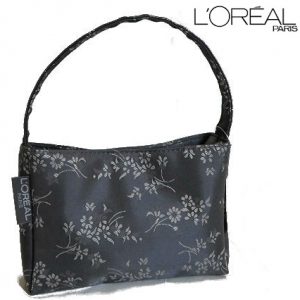 LOREAL Grey Satin Feel Floral Handbag