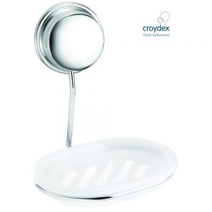 Croydex Stick 'N' Lock Plus Soap Dish and Holder, Chrome