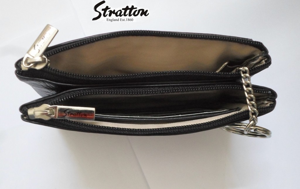 Stratton Branded Luxury Italian Leather twin zipper ladies purse
