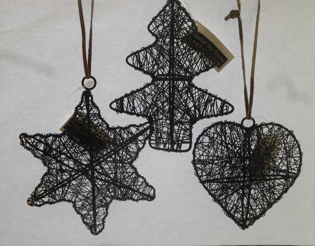 set of 18x 3D Steel Christmas Wire ornaments decoration Heart,Star,Tree