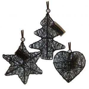 set of 18x 3D Steel Christmas Wire ornaments decoration Heart,Star,Tree