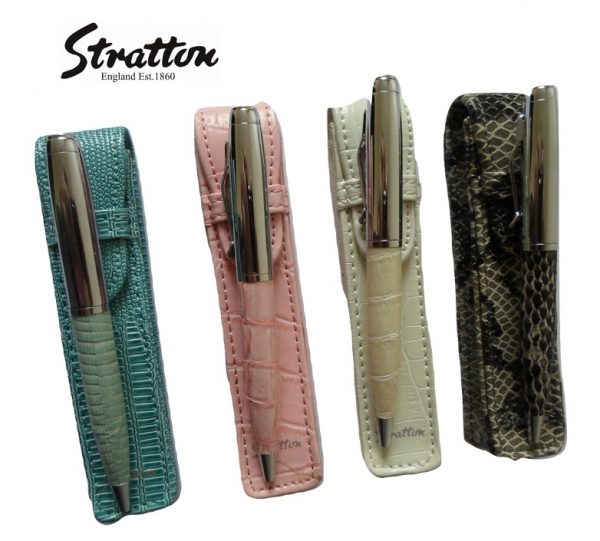 Stratton Faux Reptile Leather biro Pen & matching Pouch