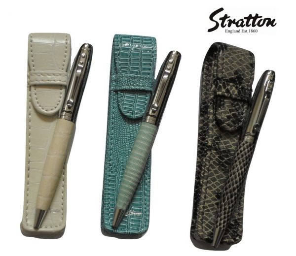 Stratton Faux Reptile Leather biro Pen & matching Pouch