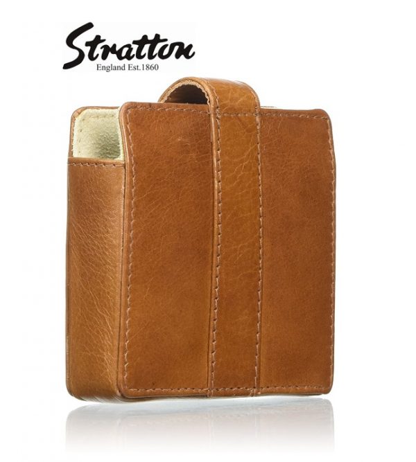 Stratton large square leather pouch for compact or Clock