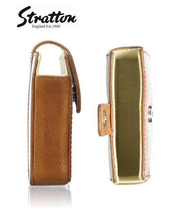 Stratton large square leather pouch for compact or Clock