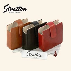 Stratton large square leather pouch for compact or Clock