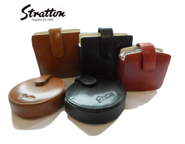 Stratton large square leather pouch for compact or Clock