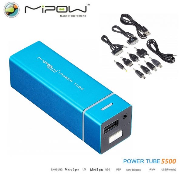 MiPow Power Tube 5500 Portable power Bank Emergency battery charger