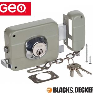 GEO Black & Decker Door Security Rim Lock Right Fixed Cylinder - Grey