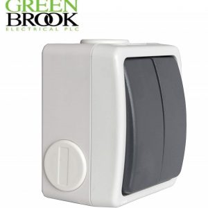 Greenbrook 10A 2-Gang 1-Way Storm Weatherproof Outdoor Switch Double Pole IP44 Rated