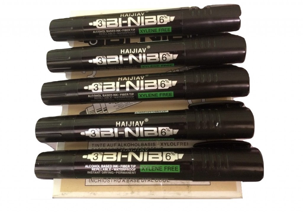 12x HAIJIAV Bi-Nib Alcohol based Black ink waterproof Permannet marker pens