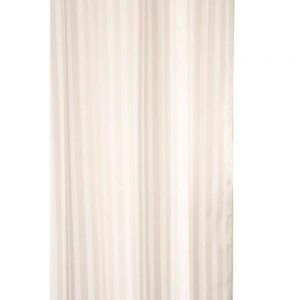 Croydex Quality ivory woven stripe textile shower curtain Weighted Hem 180x80cm