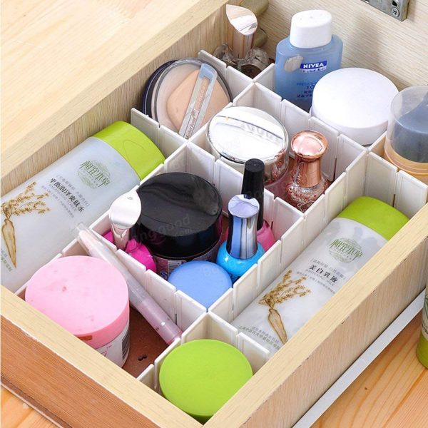 6pc Grid-Slot Drawer Organiser Cut To Fit Plastic Dividers