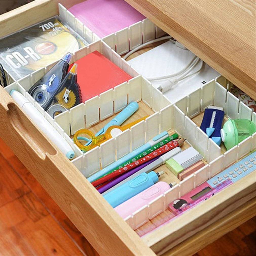 6pc Grid-Slot Drawer Organiser Cut To Fit Plastic Dividers