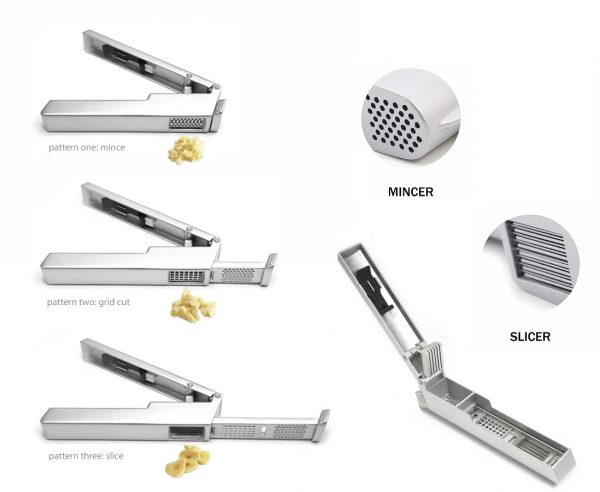 JDW 3 in 1 Aluminium sliding Garlic Ginger press crusher & slicer