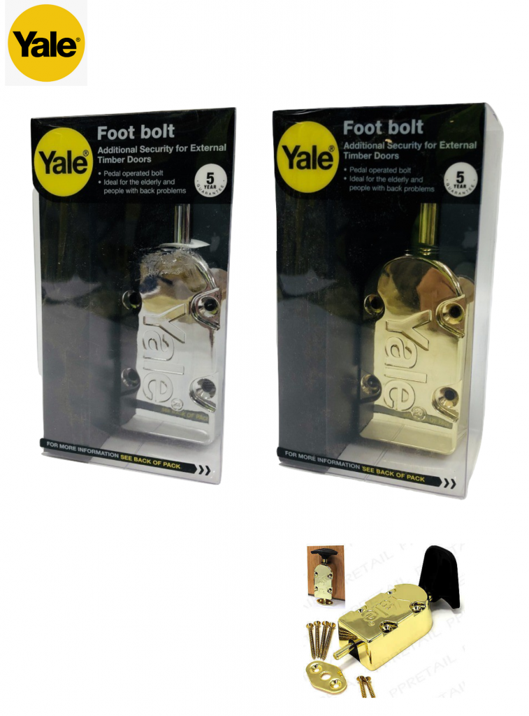 YALE Pedal Operated Foot Bolt Brass/Chrome