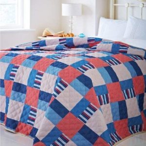 Catherine Lansfield Home Nautical Patchwork Quilted Bedspread 240 x 260 Cm