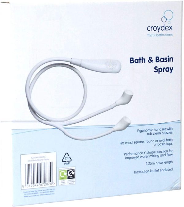 Croydex Push-Fit Bath & Basin Shampoo Spray, White