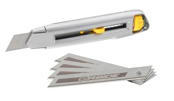 STANLEY Interlock 18mm Utility Knife with 5x Tumgston Carbide Spare bladess