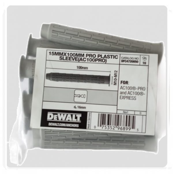 DEWALT 15mmx100mm PRO Plastic Sleeve(AC100PRO)