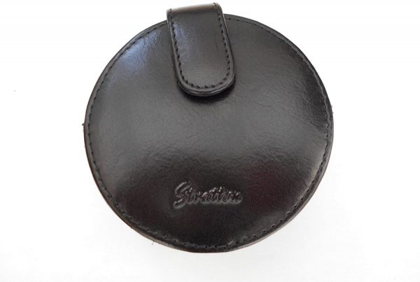 Stratton large Round leather pouch for compact or Clock
