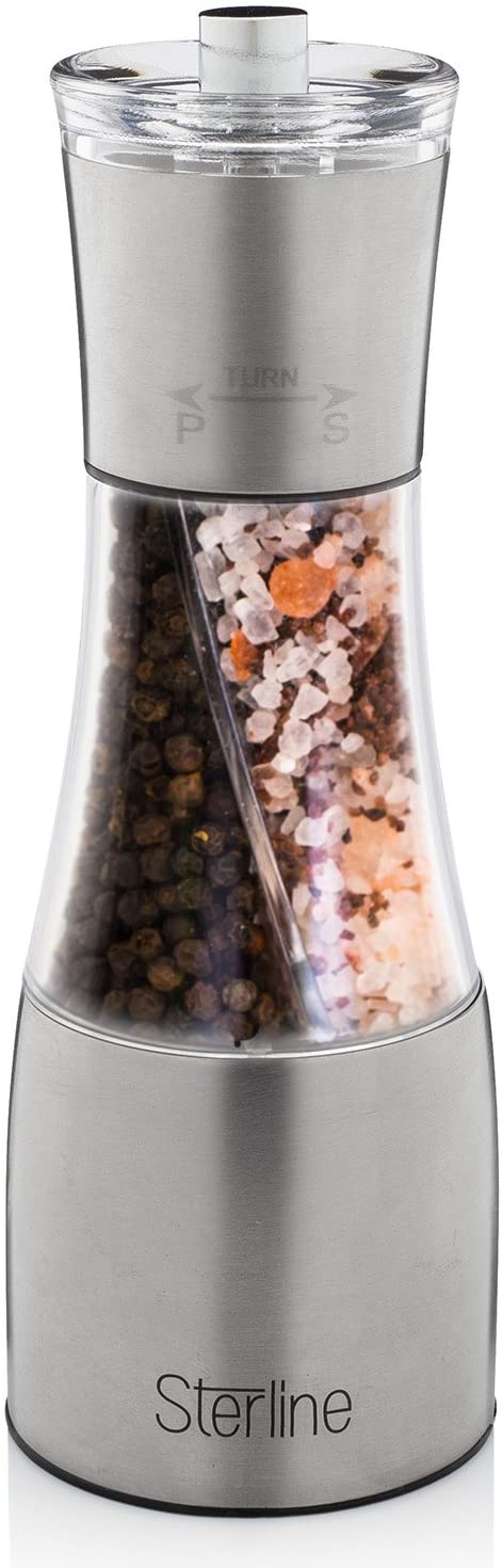Sterline 2in1 Stainless Steel Salt and Pepper Grinder, Spice Mill
