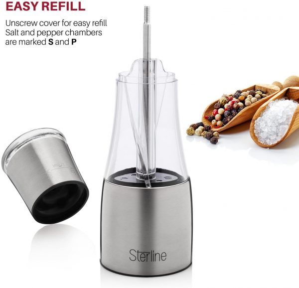Sterline 2in1 Stainless Steel Salt and Pepper Grinder, Spice Mill