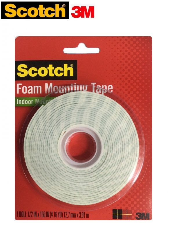 Scotch Heavy Duty Mounting Tape, 1-Inch by 125-Inch. holds up to 5 lbs.