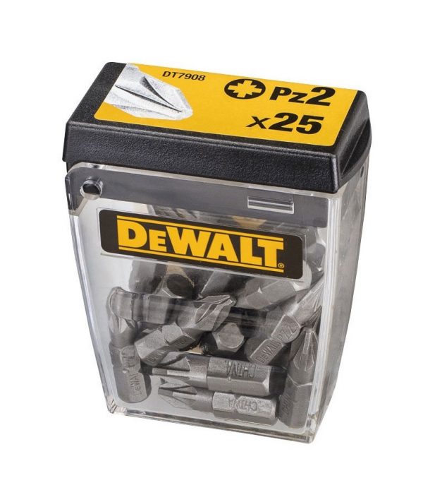 Dewalt DT7908 POZI / PZ2 Screwdriver Bits - 25 Pack with Carry Case