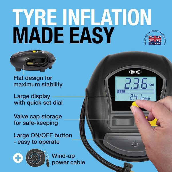 Ring RTC1000 12V Rapid Tyre Inflator / Air Compressor