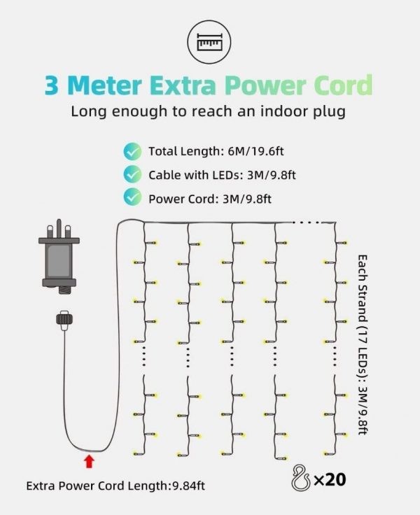 LIGHTNUM 306 LED Curtain Lights, Window Lights /Christmas