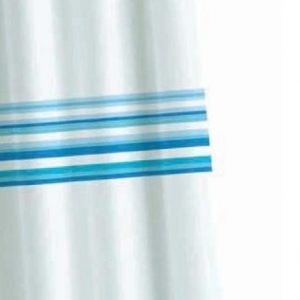 Croydex Blue Bars Quality Textile Shower Curtain
