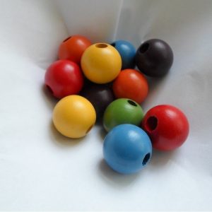 96 Large 20mm Multi-coloured Round Wood Beads