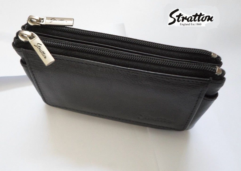 Stratton Branded Luxury Italian Leather twin zipper ladies purse
