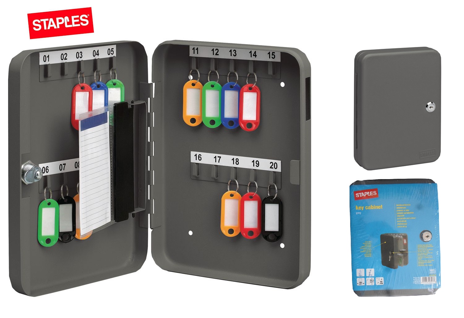 Staples 20 Key Cabinet Dark Grey Key Safety Storage Box