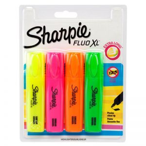 Sharpie Fluo XL Highlighter Pens Mixed Colours With Quick Drying Ink Pack Of 4